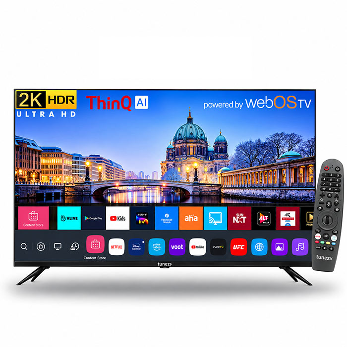 Tunez 43 Inch (108 cm) 2K QHD Smart LED TV, Model TZ43W2K