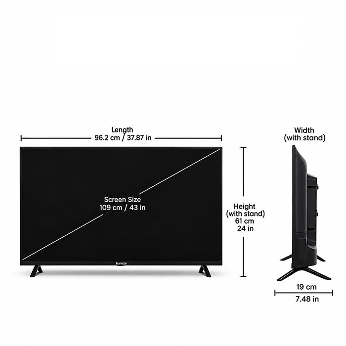 Tunez 43 Inch (108 cm) 2K QHD Smart LED TV, Model TZ43W2K
