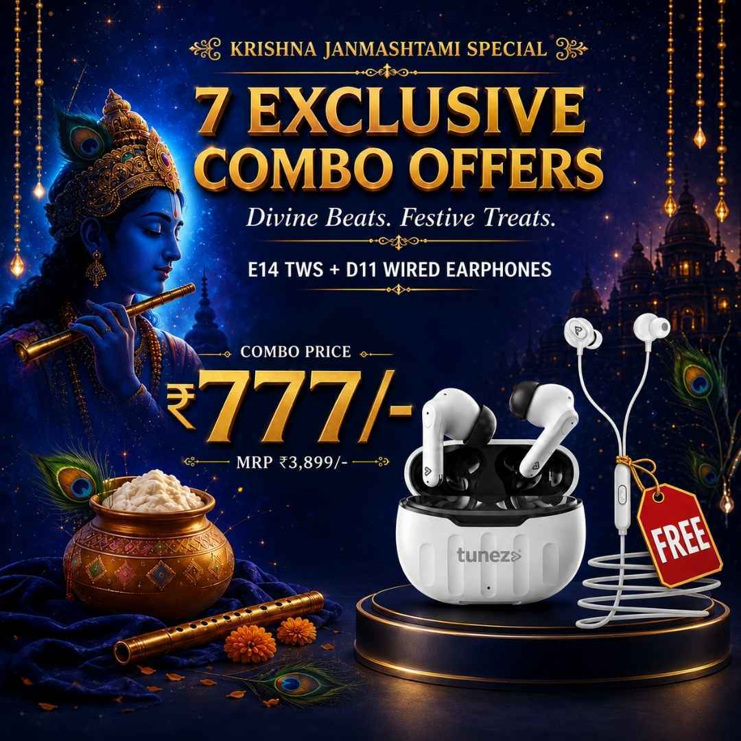 Krishna Janmashtami - E14 TWS + D11 Wired Earphones Free Combo