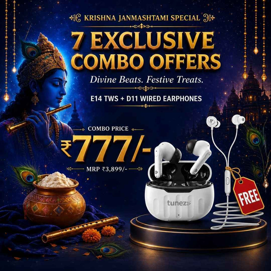 Krishna Janmashtami - E14 TWS + D11 Wired Earphones Free Combo