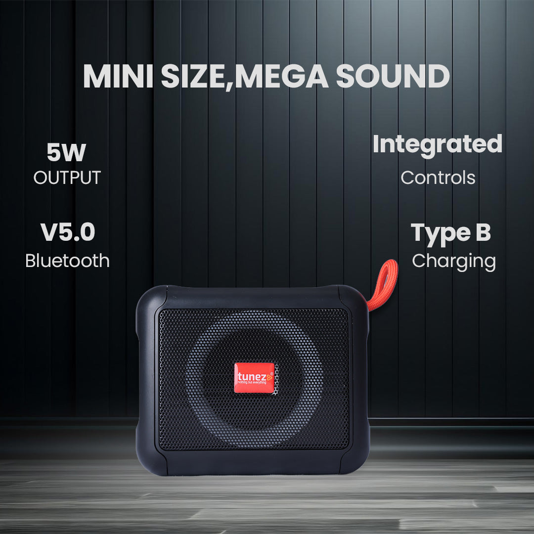 Tunez Buzz BS1015 Bluetooth Speakers | 5W Speaker, USB Support with Inbuilt Mobile Holder, Bluetooth Connectivity