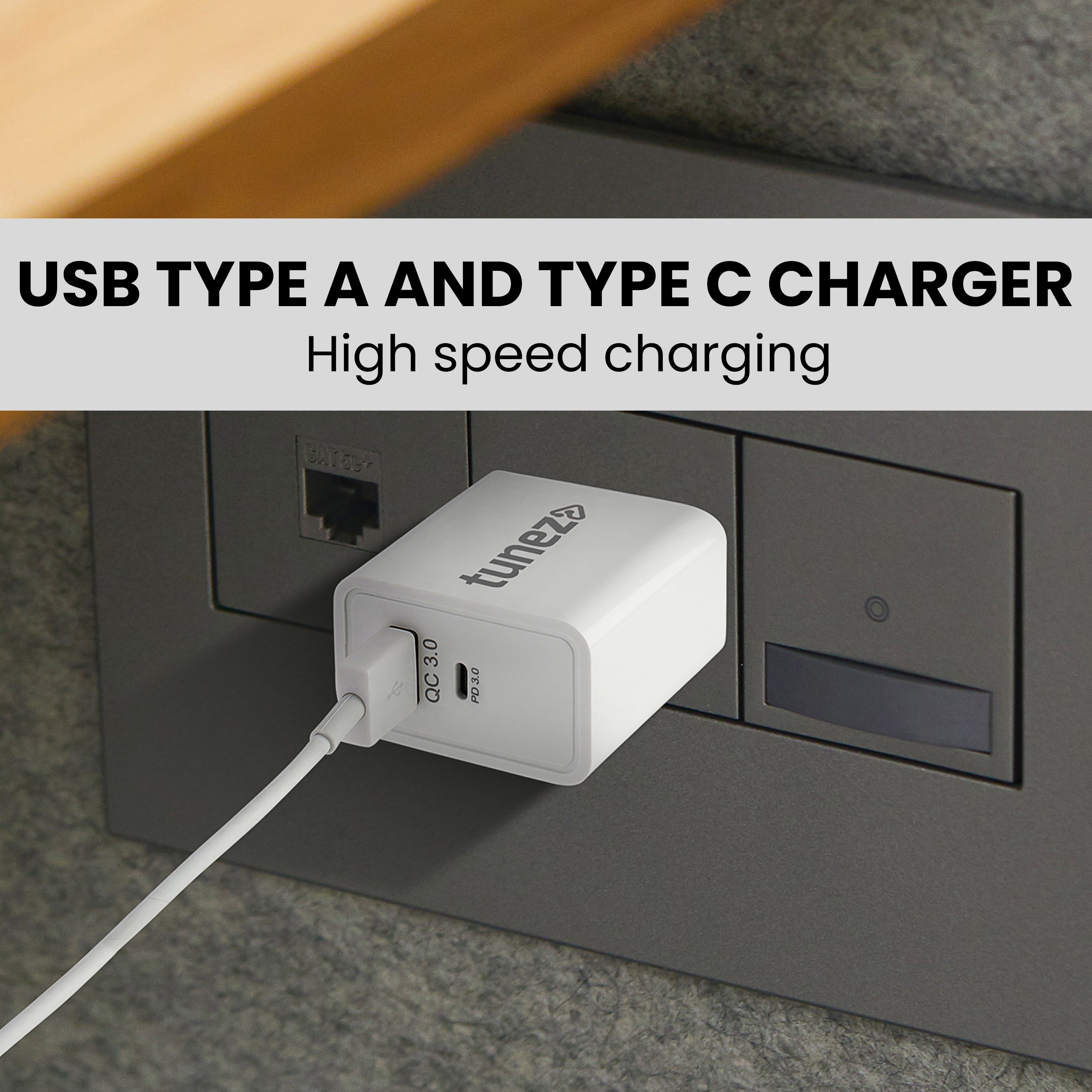 Tunez C40 22.5w QC+PD Fast Charging Adaptor - tunez