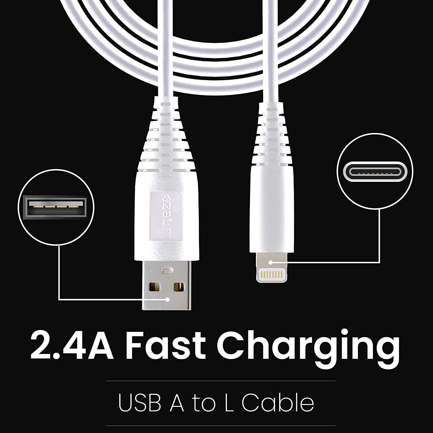 Tunez L10 Lightening 2.4A Data Cable - tunez