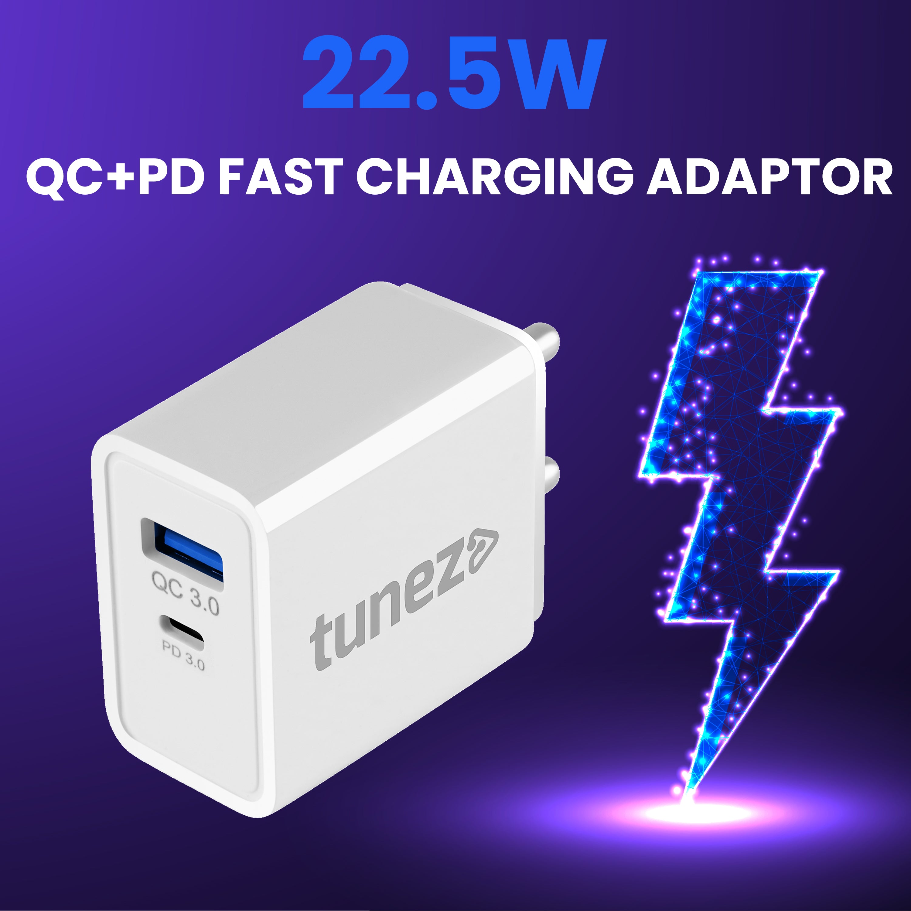 Tunez C40 22.5w QC+PD Fast Charging Adaptor - tunez